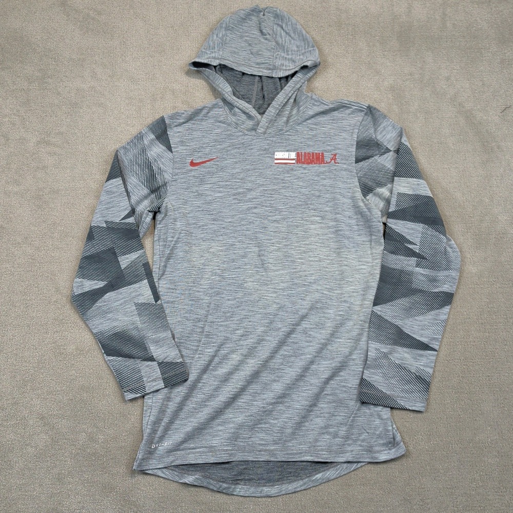 Nike Hoodie Mens Small Gray Alabama Crimson Tide Dri-FIT Space Dye Graphic